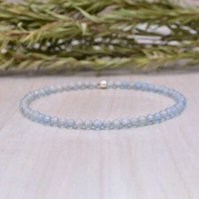 Natural Ble Topaz Round Tiny 3MM Faceted Healing Stretch Gemstone Bracelet 7