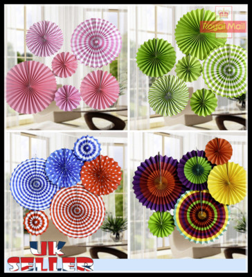 UK 6 Stück Papierfächer Blumen Hochzeit Baby Geburtstag Party Seidenpapier Deko