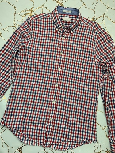 GANT Rugger Men Red Blue Check Button Up Shirt Size Medium Long Sleeves - Picture 2 of 7