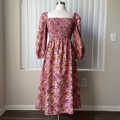 Crew Size: S Smocked Puff-Sleeve In Faded Floral Dress UK