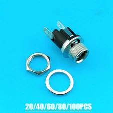 20/40/60/80/100x DC Power Supply Jack Socket Female Panel Mount Connector 3-Pin