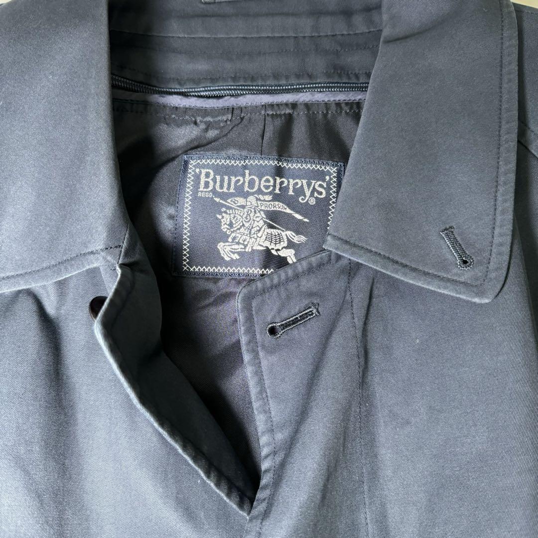 Burberry Balmacaan Coat Navy Blue Polyester With Nova Check