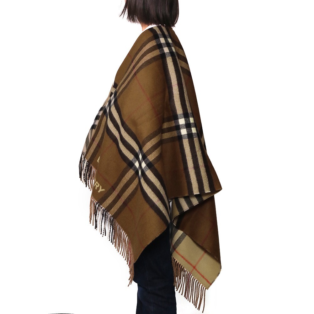 BURBERRY Shawl Cape Poncho Stole Contrast Check Wool BURBERRY Shawl Cape Poncho Stole Contrast Check Wool