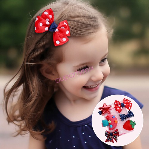 Girls hair clips Set Pack 6pcs 5pcs Cute Bow Flower Baby Hairpins Party Gift AU - Picture 3 of 27