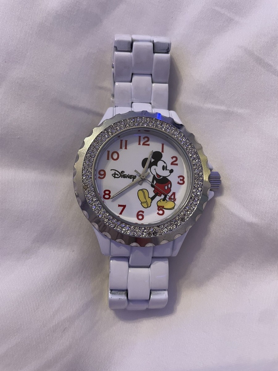 Disney Adult Size White Band w/ Crystal Bezel Mickey Mouse  display picture 1
