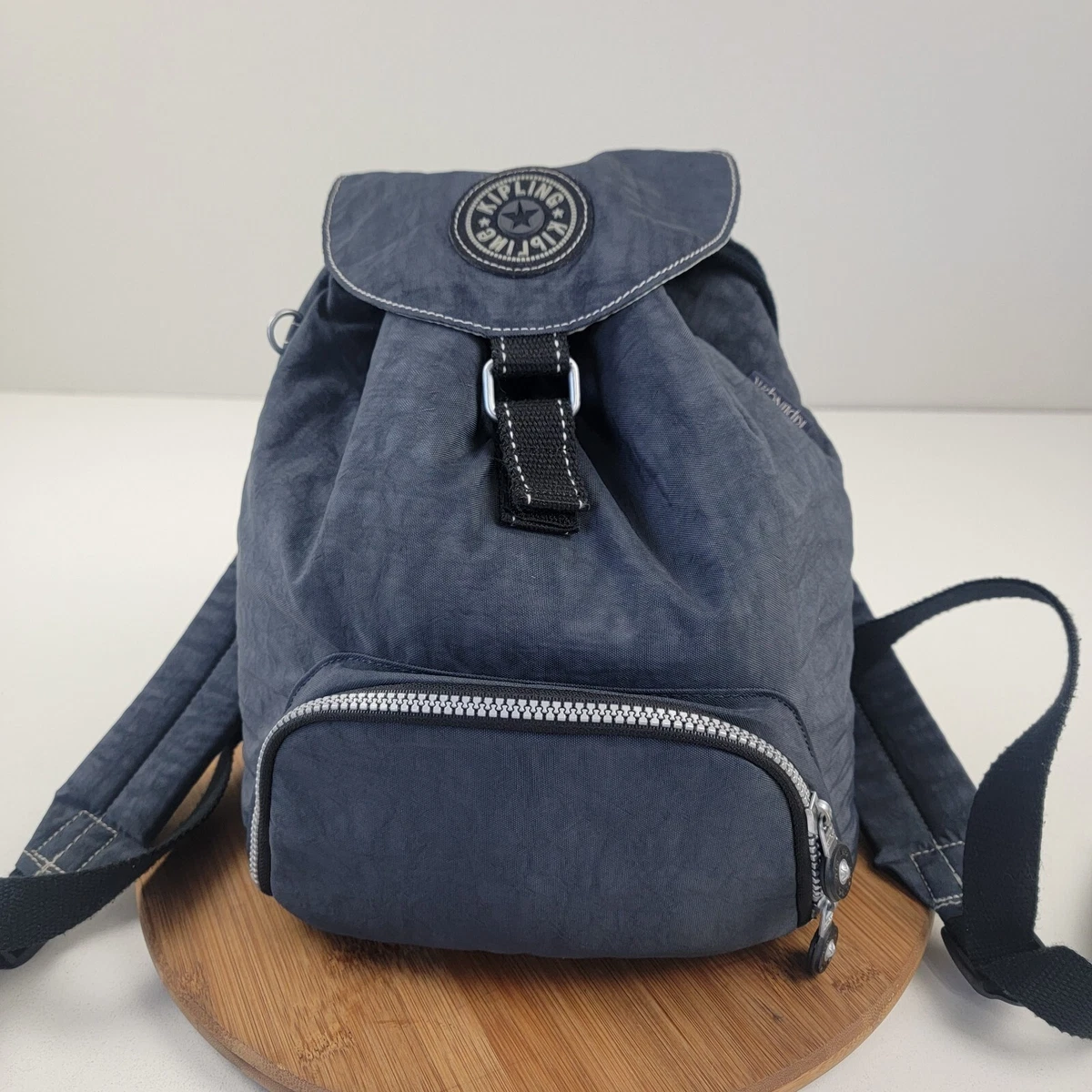 Kipling Drawstring Top Flap Backpack Blue Navy Lined Rucksack Hiking Outdoor Bag Amazon.com: Kipling City Pack S, Women main image 4