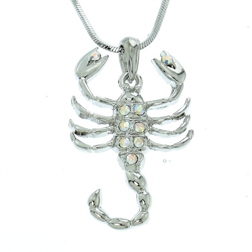 Swarovski Crystal Scorpion Zodiac Necklace in Desert AB with 20