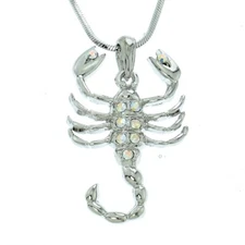 Scorpion Made With Swarovski Crystal Zodiac Desert AB Color Necklace 20" Chain 