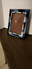 natalini blue tones tiled wood pieces Picture Frame