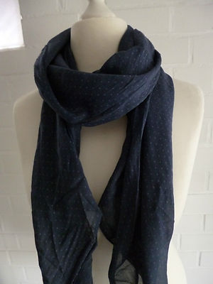 Schal Tuch Loop Made in Italy Seide Baumwolle dunkelblau blau Mini Punkte
