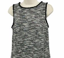 Ann Taylor Loft Dress Womens Size SP Marled Boucle Raw Frayed Hem Sleeveless