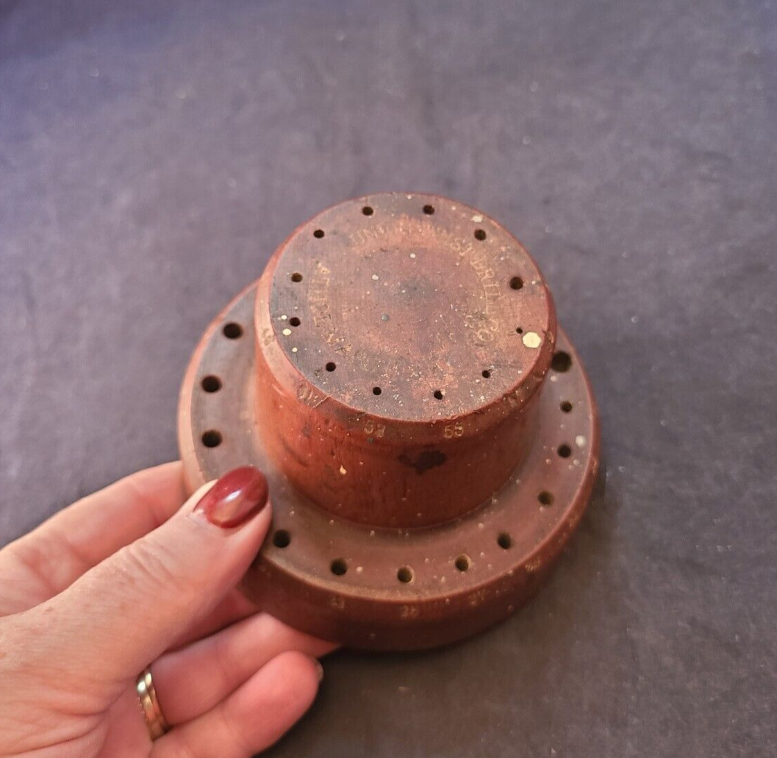 Vintage UNION Twist Drill Co. Athol Wooden Drill Bit Index Bit Holder
