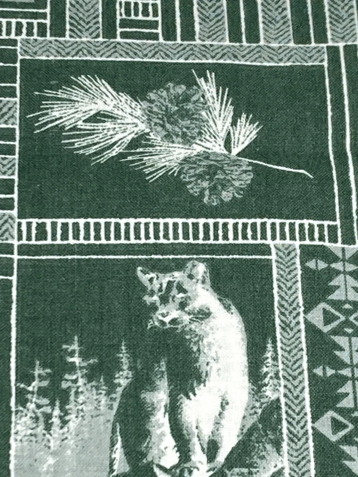 Cotton Fabric Green Tone on Tone Forest Animals Plaid Southwest 1/2Yx44"W - Image 4 of 4