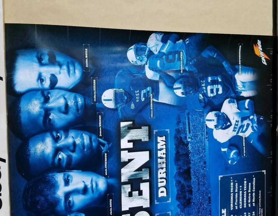 Duke Blue Devils College Football Schedule 2007 Poster Represent  Gatorade (EE) - Image 2 of 4