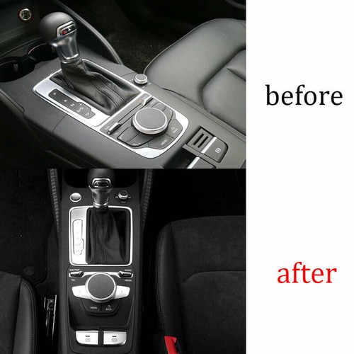 Pegatina de moldura de botón de cambio de freno de mano de aluminio plateado para Audi A3 S3 2014-2020 - Imagen 3 de 6