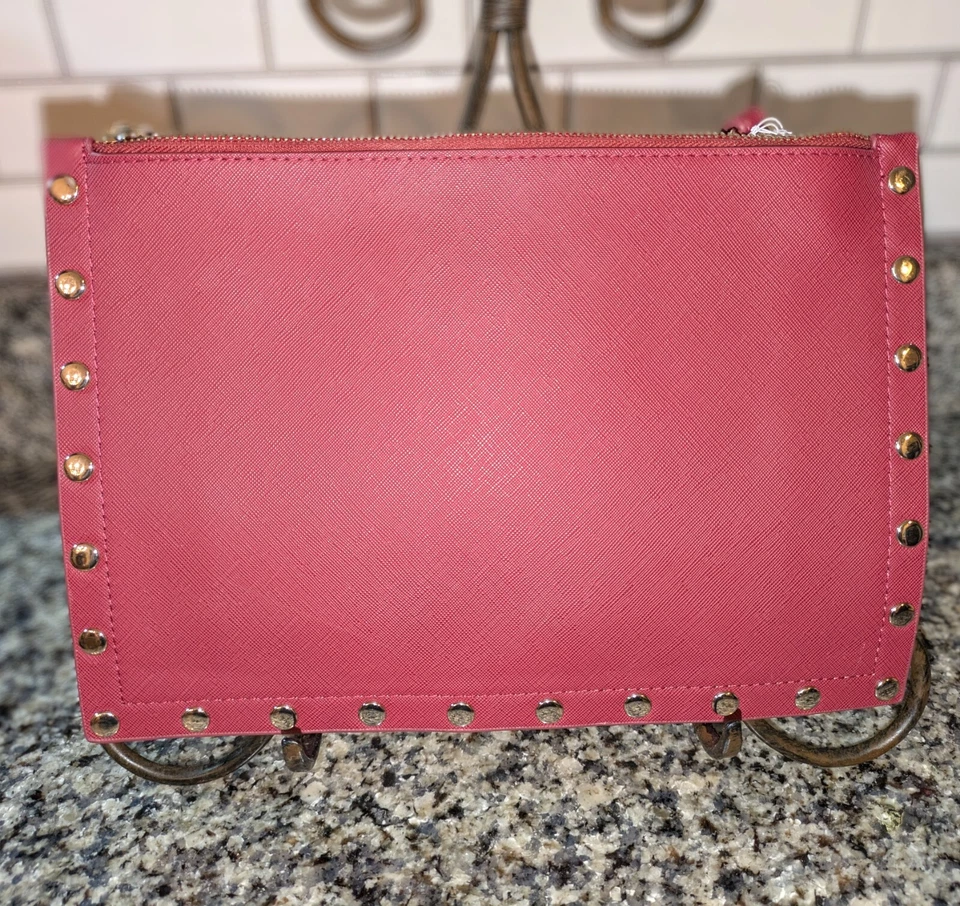 White House Black Market Wristlet Purse Floral Dark Red - Image 2 of 3