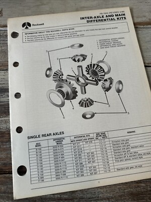 Rockwell Differential Parts Book Manual Catalog Service Book Guide List Shop OEM