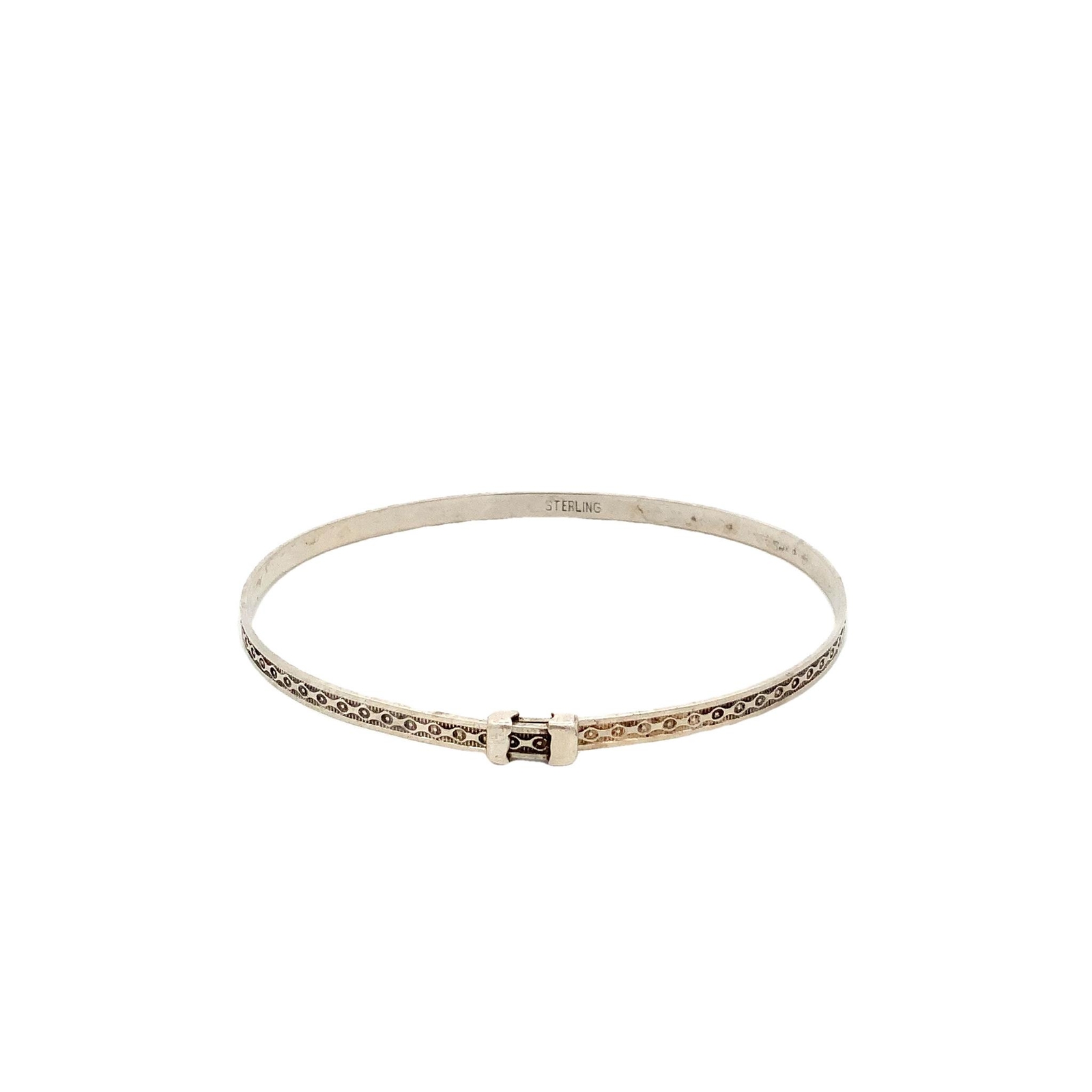 Vtg Signed Sterling Silver Textured Pattern Petit… - image 1