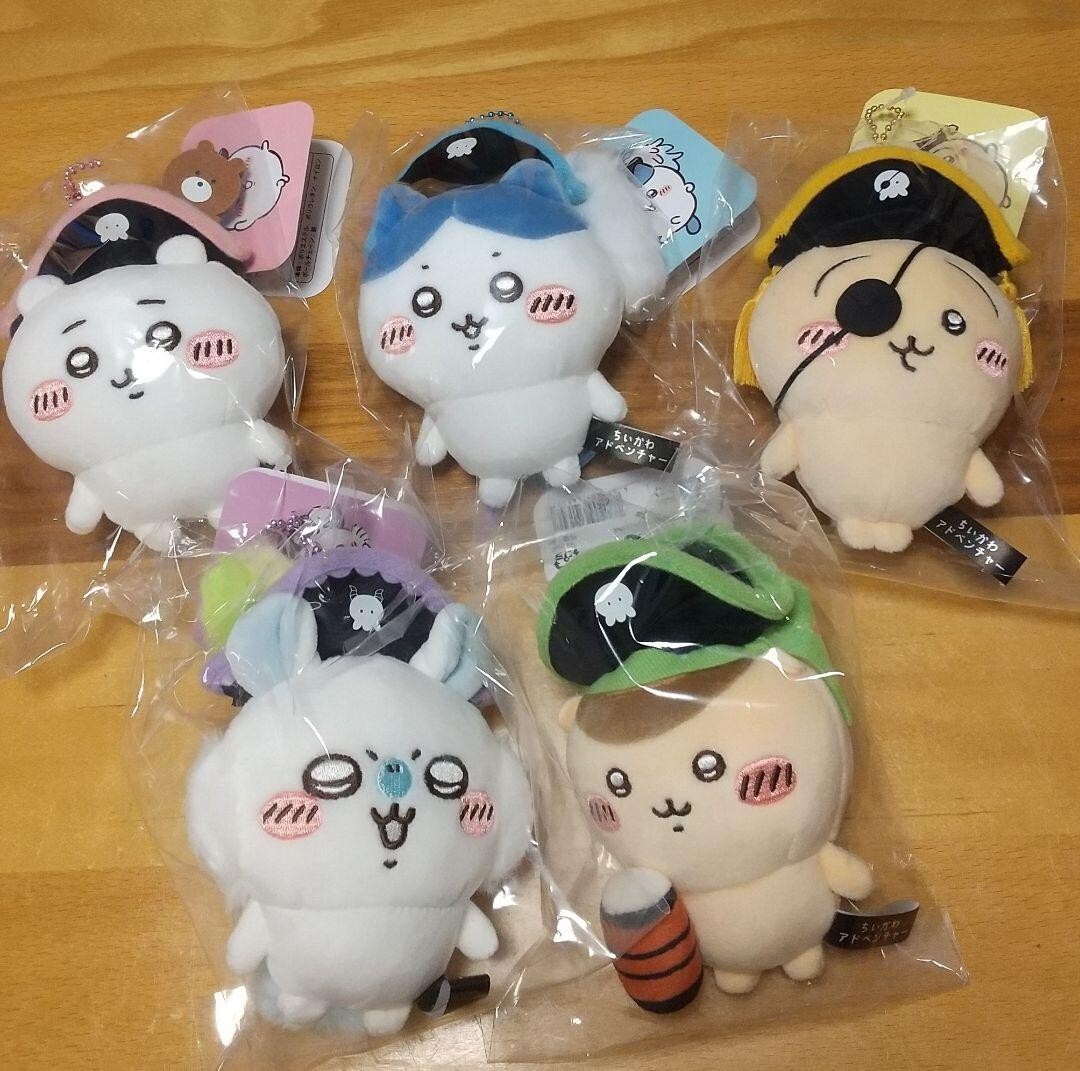 Chiikawa SET 5 Pirates Costume Mascot 13cm Plush Chain Odaiba