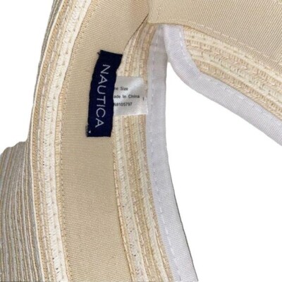 Nautica White & Tan Striped Wide Brim Sun Hat | eBay display picture 2