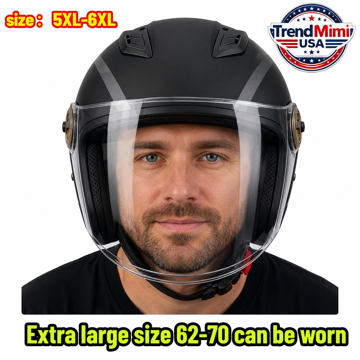 Casque moto 70cm demi jet protection route casque sécurité XXL