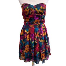 Vintage 2010s Forever 21 Strapless Floral Party Dress Small