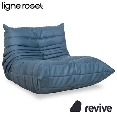 Ligne Roset Togo Fauteuil Bleu Pétrole Tissu Lounge Chair Neubezug DENVER 381 - Photo 1/4