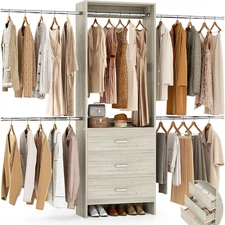 Aheaplus Closet System, Closet Organizer with 3 Wooden Drawers, Closet Organizer