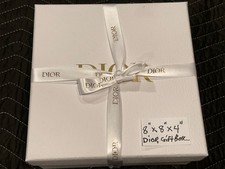 CHRISTIAN DIOR Empty Gift Box 8"x8"x4" White W-Tissue, Ribbon  Envelope NICE  