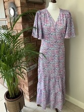 Little Mistress Maxi Wrap Dress Lilac Print Size 12 Bnwot Wedding Races Cruise
