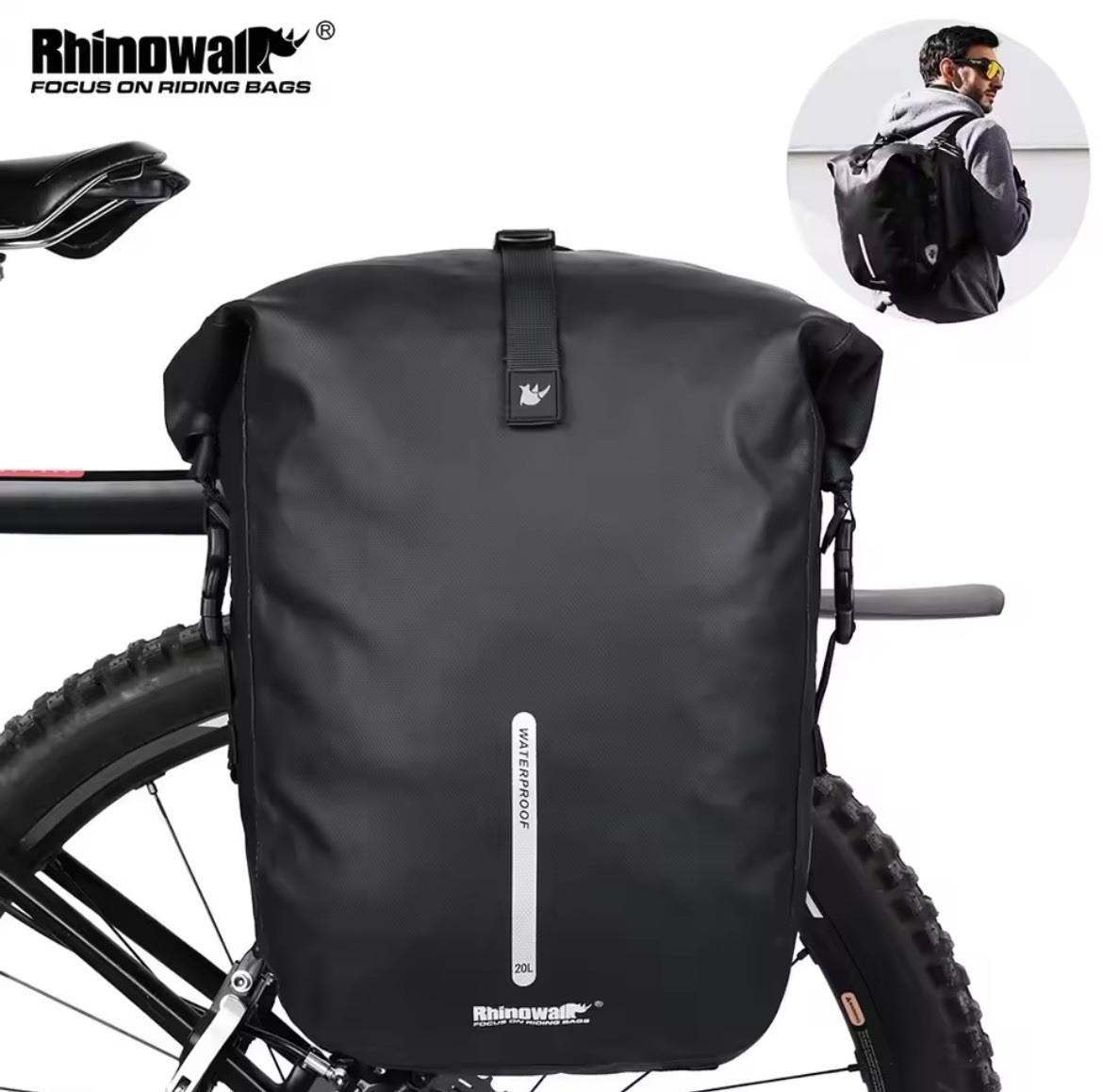 Sacoche arrière pour vélo étanche 20L idéale pour le vélotaf et le VTT