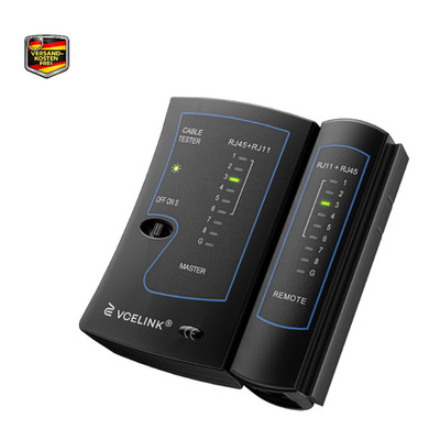 VCELINK Netzwerktester LAN Kabeltester RJ45 RJ11 CAT6 CAT7 CAT8 Schwarz