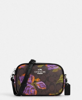 NWT Coach Mini Jamie Camera Bag In Signature Brown/ Iris Canvas Leather C J 659