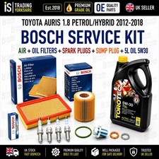 BOSCH SERVICE KIT FILTERS SPARK PLUGS OIL TOYOTA AURIS 1.8 PETROL HYBRID 12-18