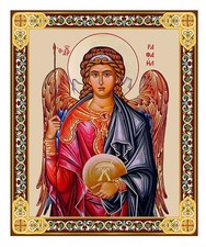 Archangel Raphael Icon Gold foil 3 inch Orthodox Catholic Christian