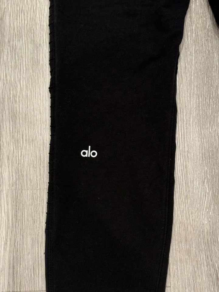 Alo Yoga Urban Moto Sweatpants Mens XS Black Stretch Joggers Lounge - Image 4 of 4