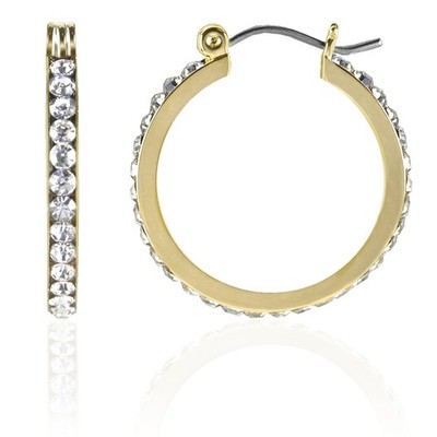 Forever Gold Crystal 25mm Thin Full Hoop Earrings E224G