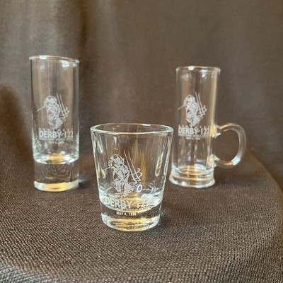 Set of three Kentucky Derby glasses, Different Styles.  122nd Running, 5/4/96