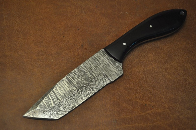 Custom Handmade Damascus knife With Awesome Black Resin Handle With Sheath 99
