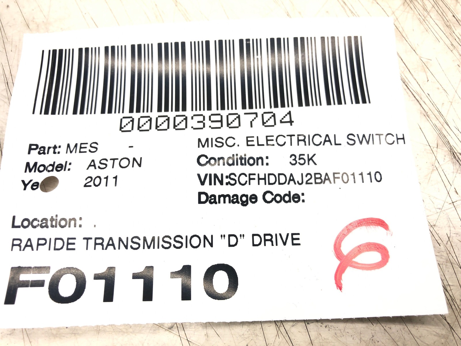 Misc. Electrical Switch ASTON MARTIN 11