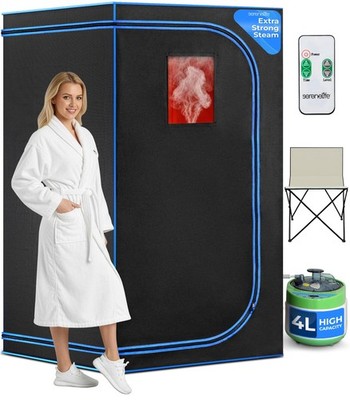 SereneLife Portable Sauna Box for Home, Steam Sauna Tent with Extra Large 4L ...