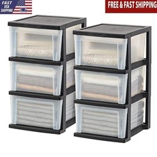 3 Drawer Black Plastic Organizers Made in USA Versatile Storage Solution