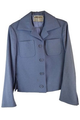 Jaeger Damen Vintage Woll Blazer Sakko Knopf Vintage Größe 8 90er Blau