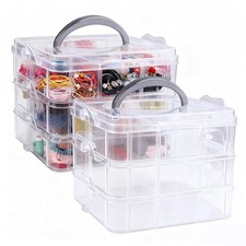 2pack 3-Tier Stackable Beads Storage Container with 18 compartments, Adjustab...