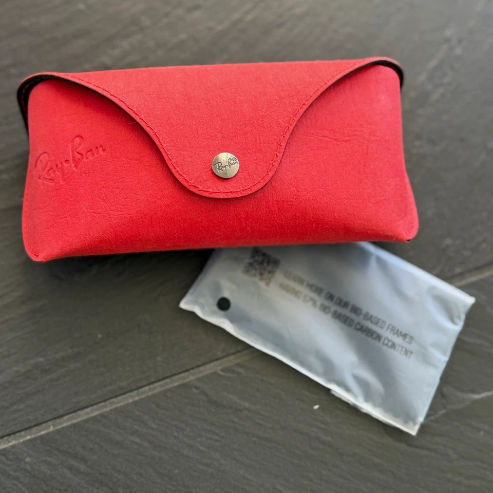 Ray-Ban Hartschalen-Brillenetui Leder Rot Druckknopf f. Brille/Sonnenbr. NEU - Bild 1 von 4
