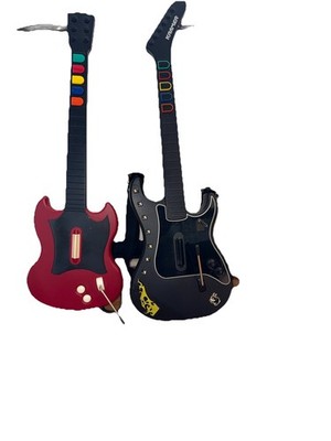 Guitar Hero PS2 RedOctane Wired Controller & Wireless Kramer Guitar Set FLAWED