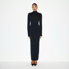 Skims Smooth Layers Turtleneck Mock Neck Long Sleeve Dress Size S Obsidian Black
