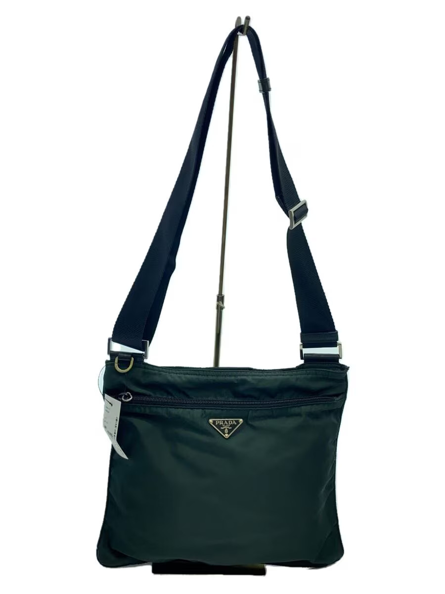 PRADA Nylon Crossbody Bag with Triangle Logo Green Made in Japan
