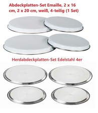 Abdeckplatten-Set weiß 4teilig Emaille / Edelstahl Herdschutz Kochfeld Abdeckung