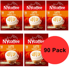 NYcoffee Caramel Latte Instant Coffee 90 Sachets 14g Each | Creamy Rich Flavour
